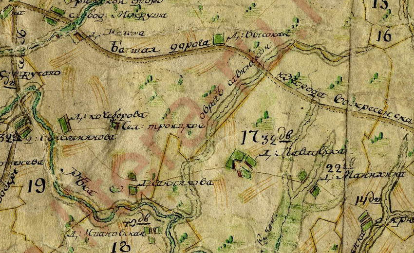 Санниково на карте 1790 г.